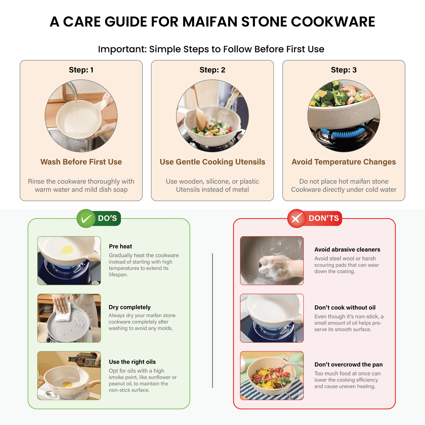 Maifan Stone Nonstick Cookware Set with Detachable Handles (11 Piece)
