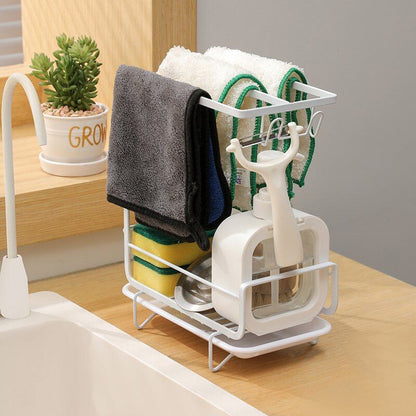 Wall-Mounted Organizer Rack with Hooks & Storage Shelf