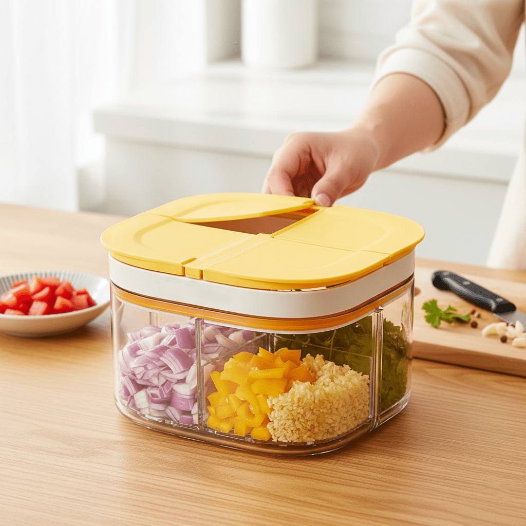 4-Grid Airtight Food Prep & Spice Container
