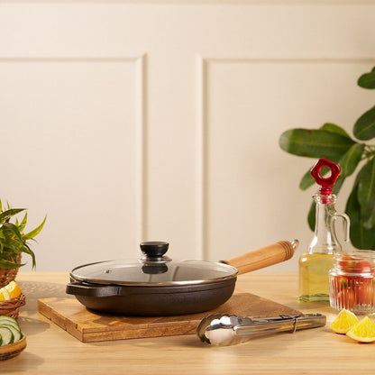 Ultra Heat Cast Iron Skillet Pan with Wooden Handle(22cm)
